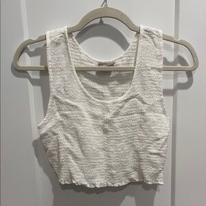 Elegant White Textured Women's Tank Top